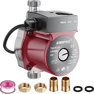 Hot Recirculating Pump, Circulator Pump, 120W 110V Circulating Pump Stainless Head NPT 3/4" w/NPT 1/2" Adapter,15-9S Dual for Heater System