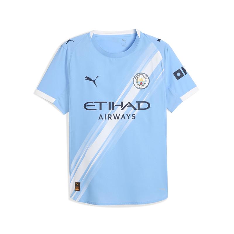 PUMA Mens Manchester City F.C. Crew Neck Short Sleeve Home Jersey Authentic Casual - Blue