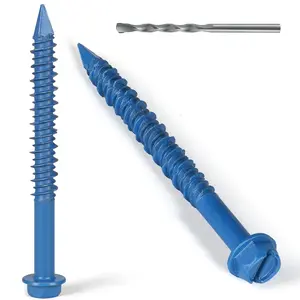 1/4 x 3-1/4 Inch 30 count Concrete Screws, Hex  Screw Anchor with Drill Bit, for Masonry, Block, Brick, Cement, Stucco,  Point