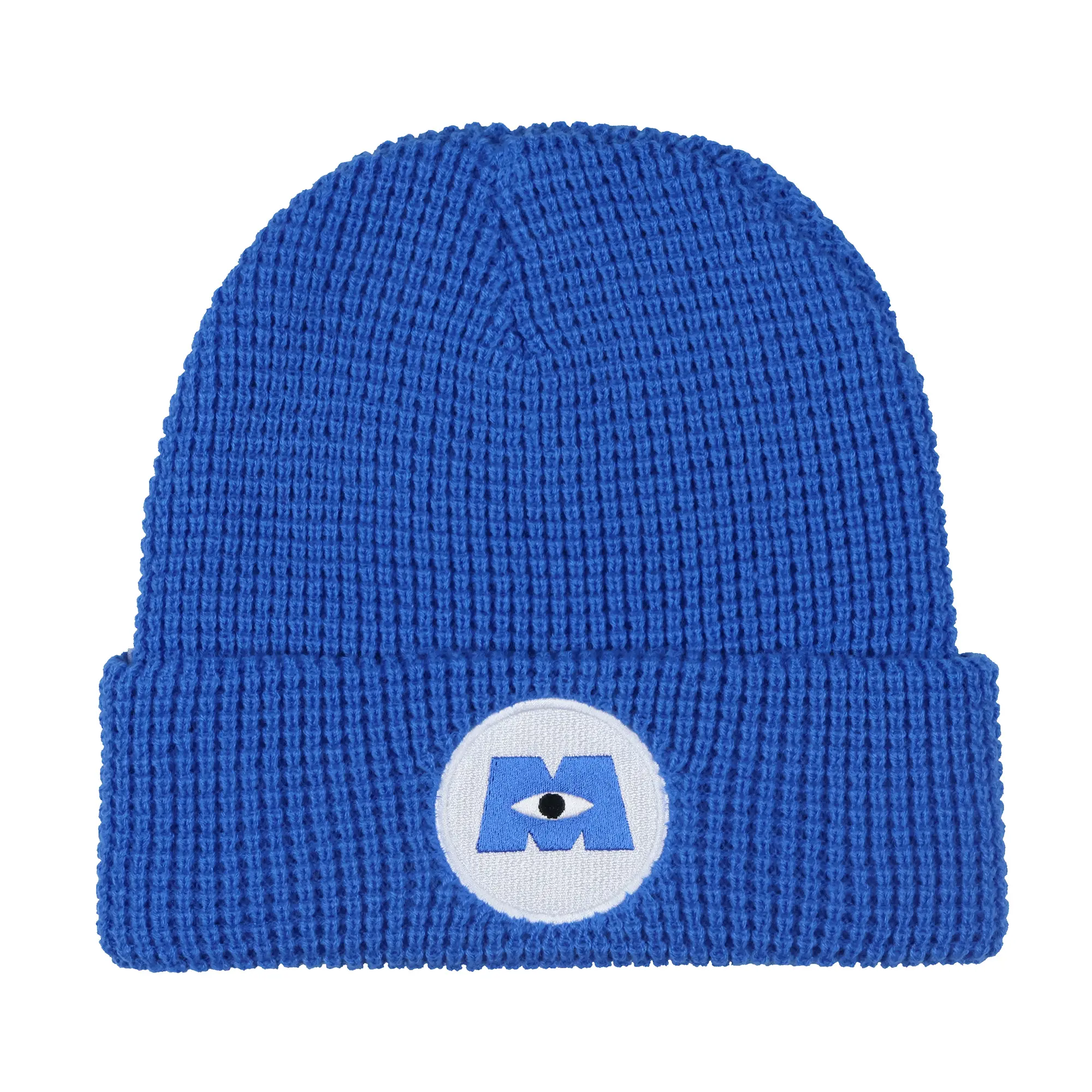 Disney Monsters Inc. Adult Waffle Knit Winter Beanie - Embroidered Logo Patch, Logo Cuff, Solid Clothes Accessory for Indoor/Outdoor Use, Monsters Inc. Graphic Hats