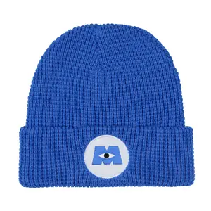 Disney Monsters Inc. Beanie Embroidered Logo Patch Adult Waffle Knit Winter Hat