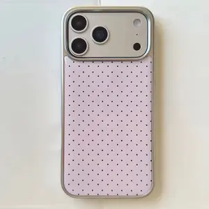 Polka Dot Pattern Electroplated Silver Phone Case for iPhone 17 Series Shockproof Cover