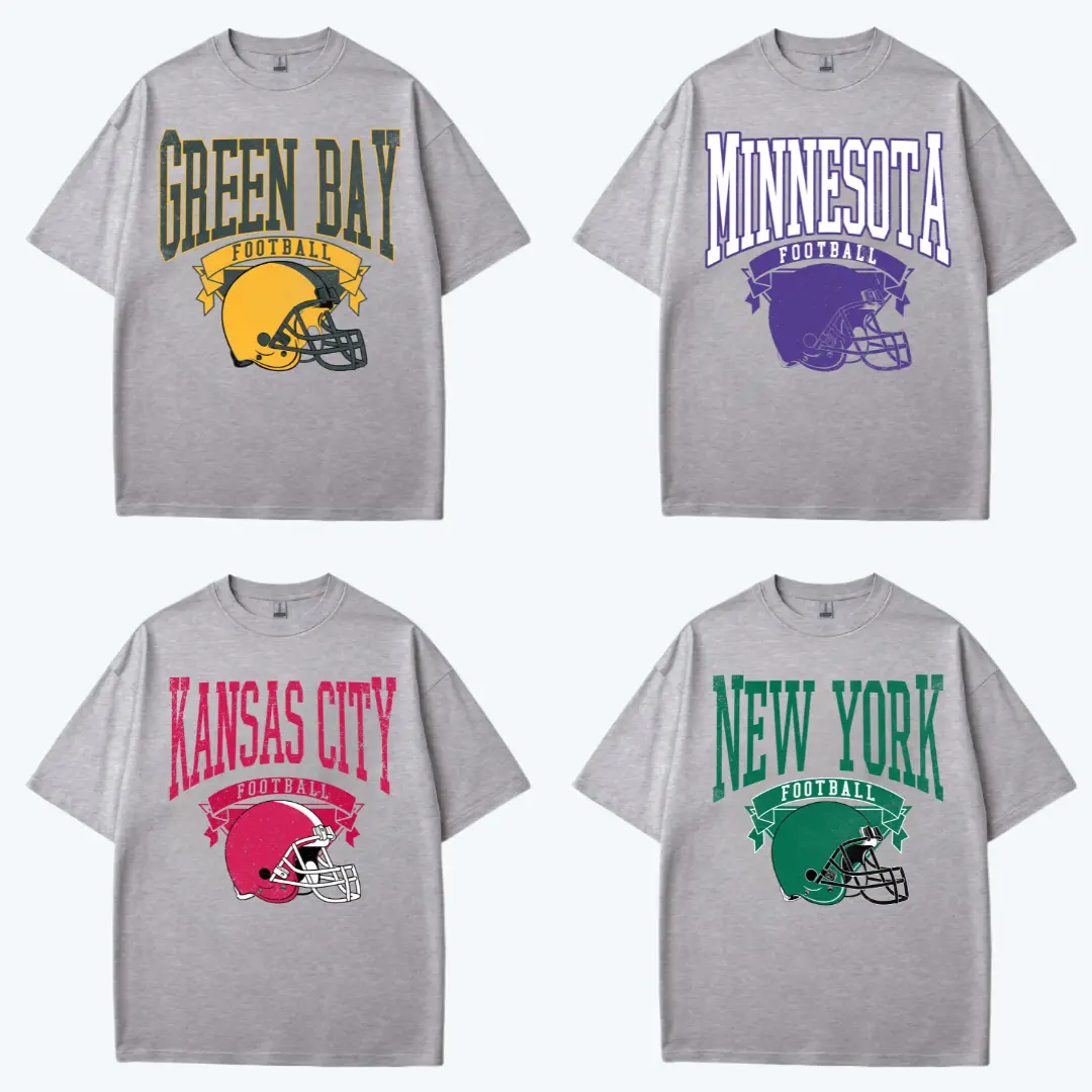 Retro Football Team T Shirt, Vintage Football Shirt - Sport Grey Color Unisex, Football Team Tee Collection, Hometown Pullover City Football T-shirt, 32 City Inspired Designs, Gift for Fan Men Women Comfortable Football Fan Tees