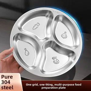 Stainless Steel Prep Platter for Kitchen Multi Purpose Food Serving Dish with Dividers, Ideal for Ginger Garlic Vegetables Prep and Hot Pot Seasoning Tray