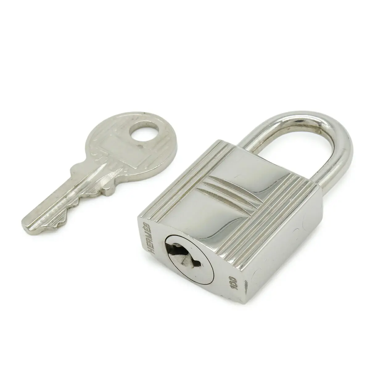 Pre-owned HERMÈS Stainless Small Leather Goods Cadena100 Padlock with Key