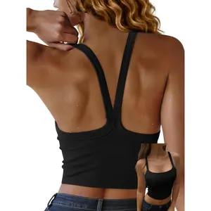 ANRABESS Women Halter Gym Clothes Tank Tops Sleeveless Crop Scoop Neck Backless Ribbed Shirts Workout Camisole Athletic 2026