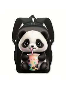 Adorable Panda-Themed Backpack for Women, Perfect for Carrying Milk Tea, with Ample Space for Travel Or School, Ideal for Teenage Students
