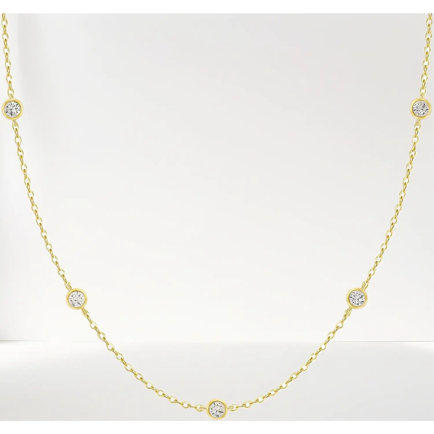 B- CZ Station Necklace-Gold