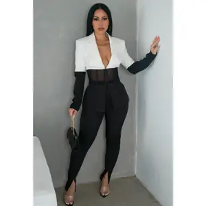 Extra Glam Blazer Set - Black Suit with Statement Trousers & Blazer, Formal Womenswear for Comfort and Statement