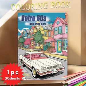 Retro Car Pattern Coloring Book, 1 Count 30 Sheets Thick Paper Coloring Book, DIY Painting Supplies for Stress Relief, Anxiety, Holiday Gift