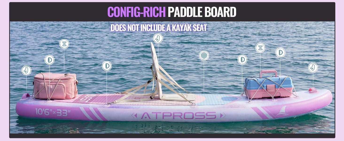 10'6''x33''Inflatable Stand Up Paddle Board, 400lbs Extra Wide Stand Up Paddleboard with Kayak Seat, Anti-Slip EVA Deck Premium SUP Accessories Kit, Non-Slip Stable Deck Boat