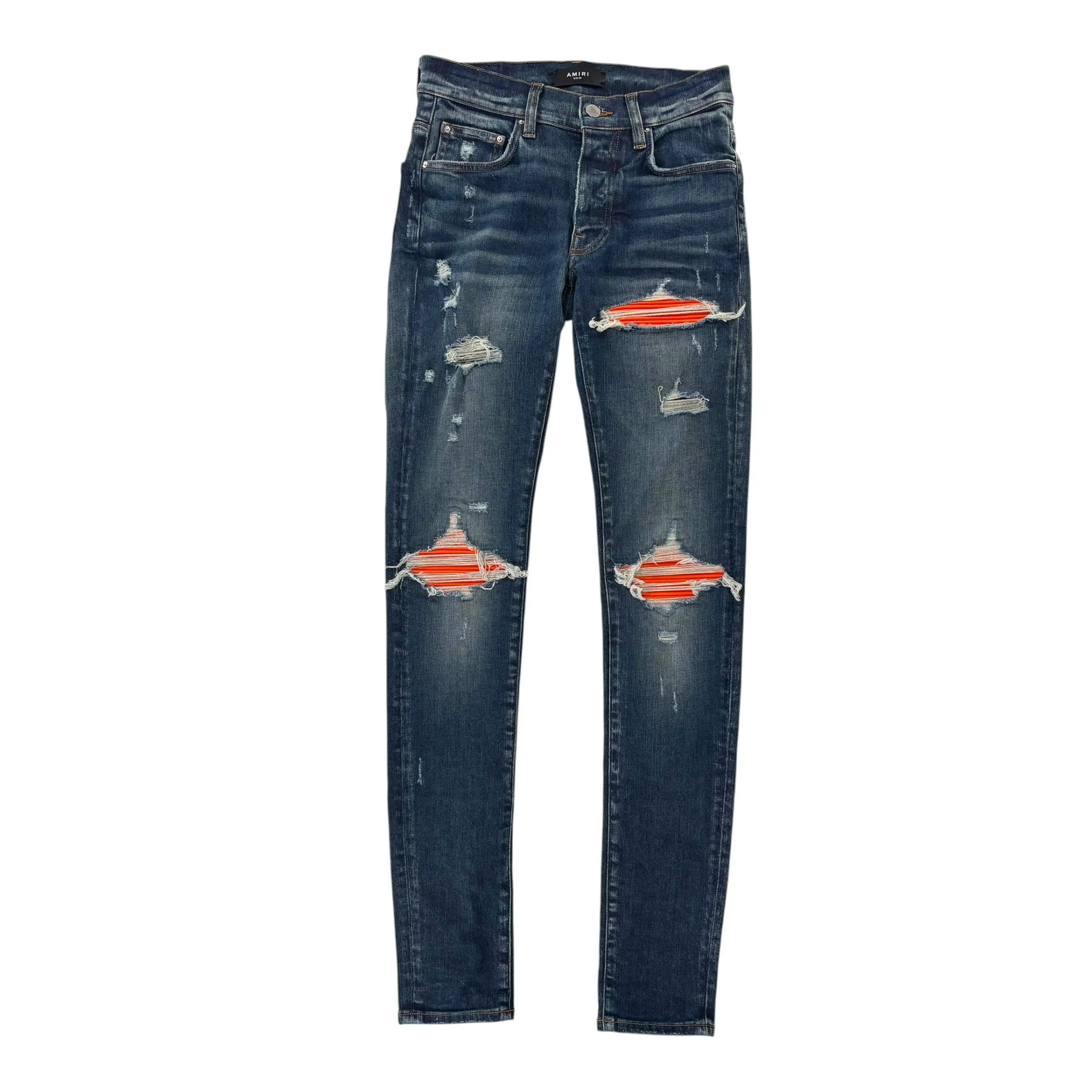 991510 Amiri Medium Washed Jeans Orange Ribbed