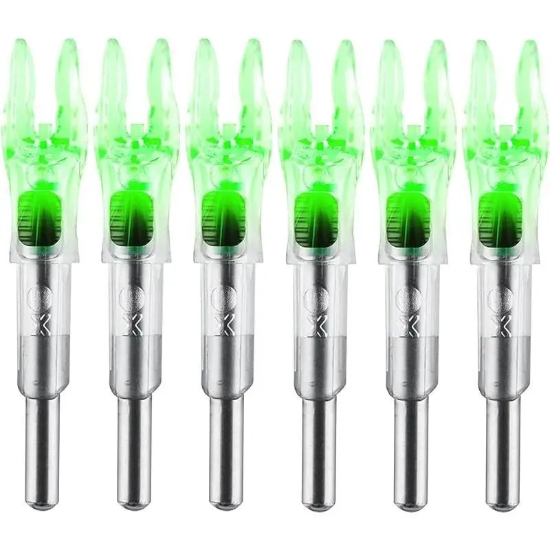 6/12 Pack X Lighted Nocks Universal Fit for Arrows with IDs .204'' .232'' .244'' .248'' High-Brightness Illumination ON/Off Switch for Archery Hunting Durable Long-Lasting archery hunting Compound Bow