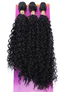 Afro Kinky Curly Quick Weave Synthetic Hair Bundles 16 18 20 Inches 3 Pieces High Temperature Heat Resistant Fiber Black Synthetic Hair Weft Extensions for Women (Color 1B)