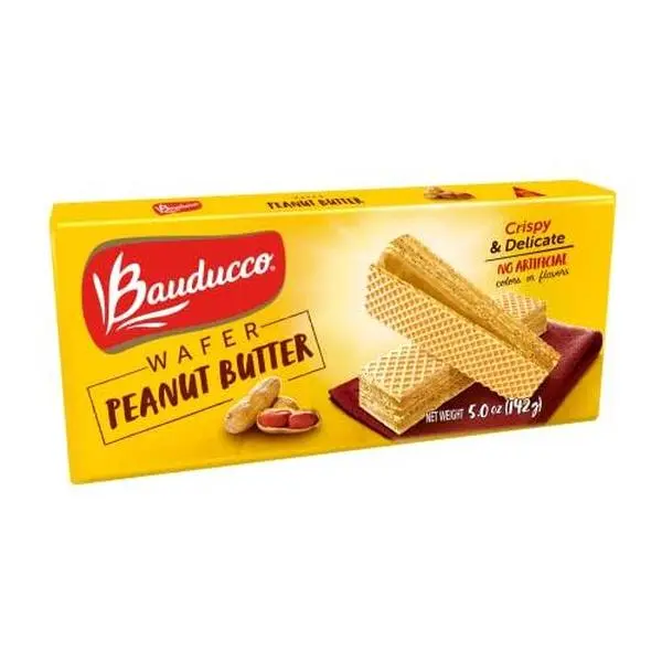 Bauducco Peanut Butter Wafers - Crispy Wafer Cookies With 3 Delicious, Indulgent Decadent Layers of Peanut Butter Flavored Cream - Delicious Sweet Snack or Desert - 5.0 oz (Pack of 1)