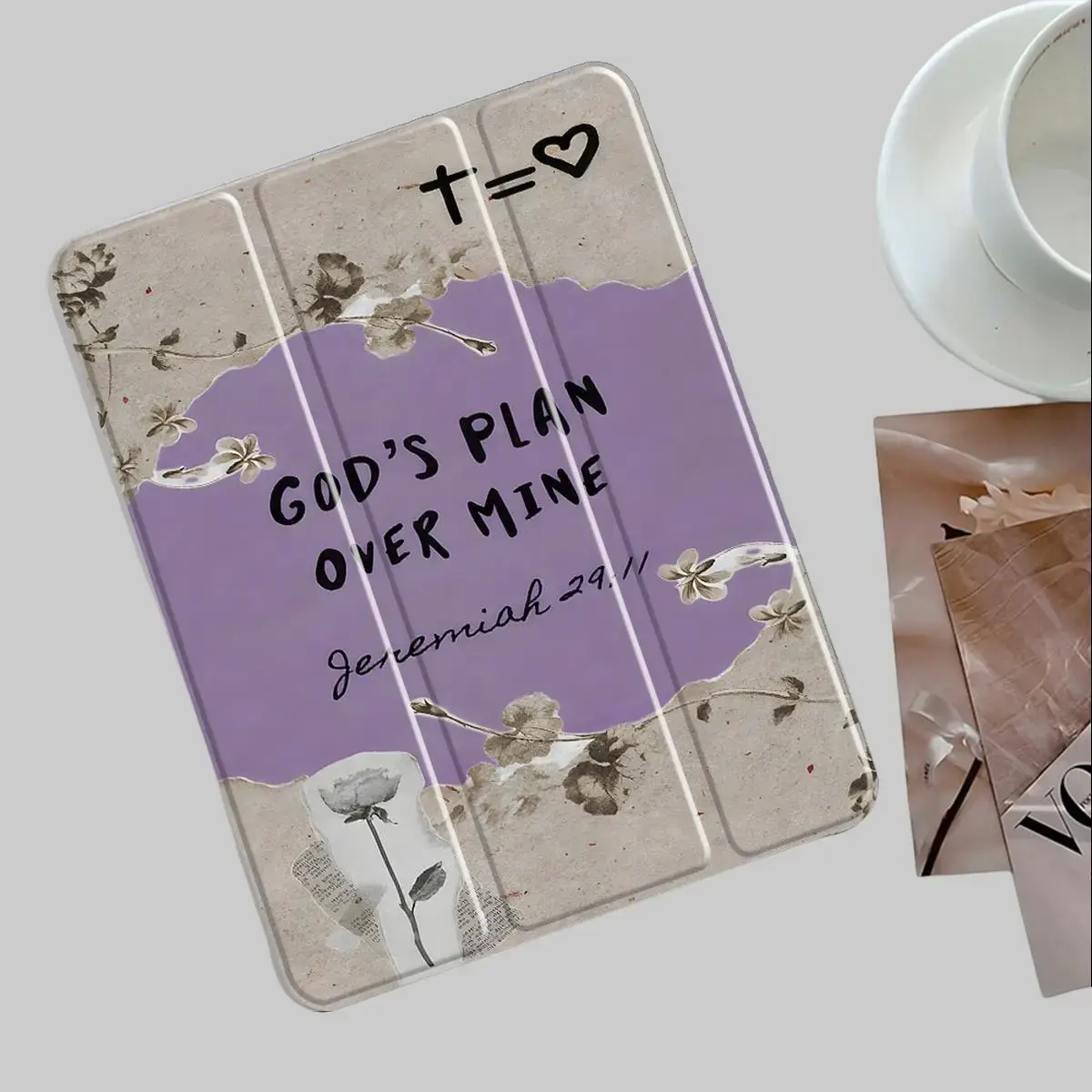 Jeremiah 29:11 Christian Inspirational Quotes Aesthetic Foldable Artificial Leather Tablet Case for Christian Users, with Pencil Holder, Auto Wake/Sleep Function, Compatible with iPad 10th & 11th Generation iPad Pro Series