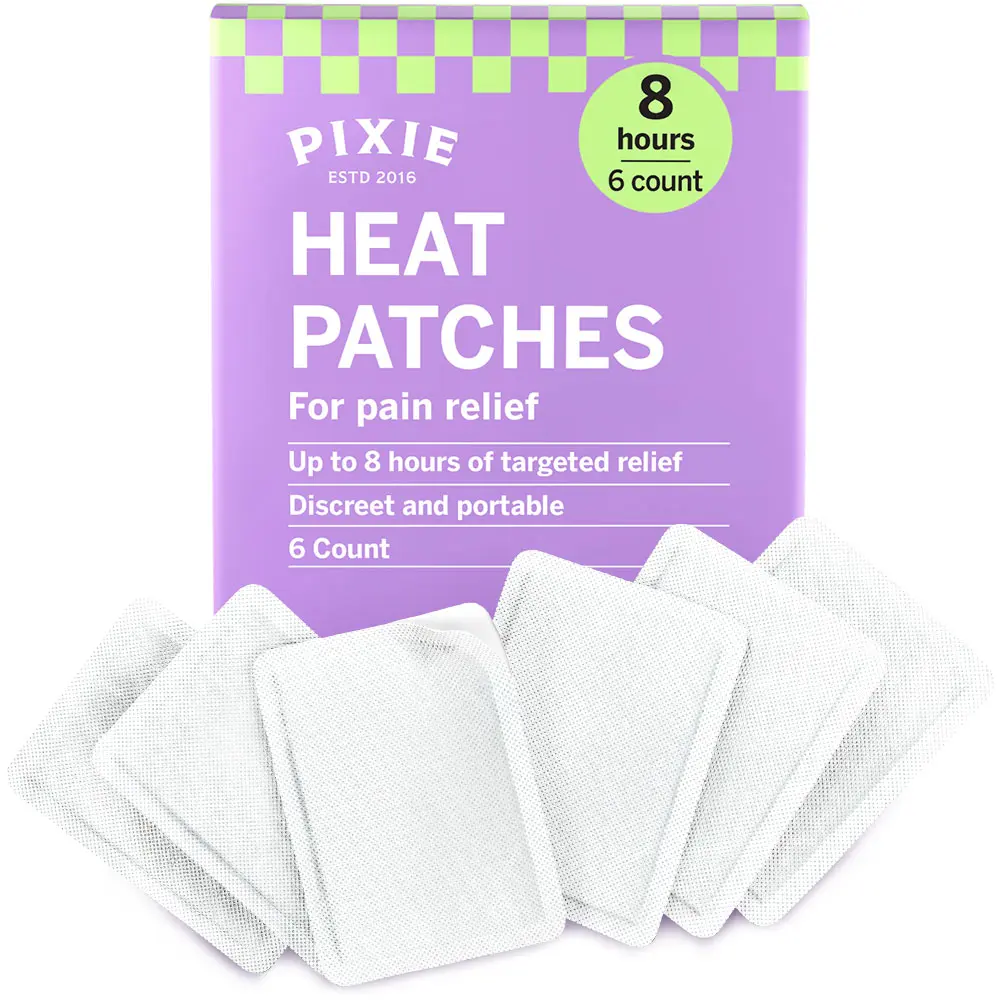 Pixie Period Cramps Menstrual Pain Relief Heat Patches for Feminine Care - Lower Abdominal & Back Soothing Therapy - Up to 8 Hours - 6 Count Discreet Disposable Heat Pads