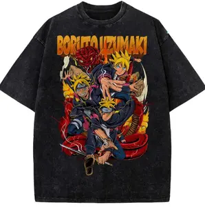 Boruto Uzumaki Shirt, Boruto Next Generations Graphic T-Shirt Karma Seal Power Design Tee Vintage Washed Streetwear Fashion Japanese Manga Apparel Unisex Cotton Crewneck T-Shirt Menswear Womenswear Streetwear Top