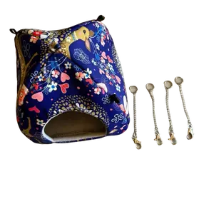 Thick Warm Cotton Bird Nest with Swing - Cozy Bird Cage Accessory for Parakeets, Cockatiels, Budgies