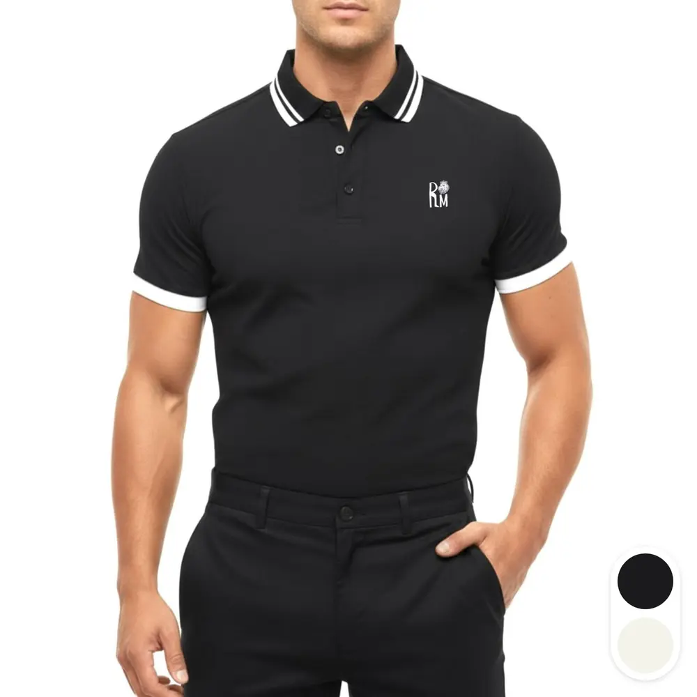 Royal Mood Men’s Cotton Polo Shirt – Striped, Modern Fit, Casual Streetwear, Designer Polo, Modern European Design