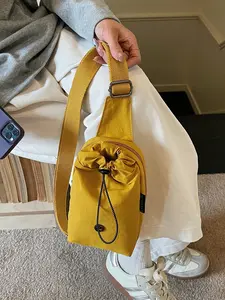 New Minimalist Drawstring Mini Chest Bag, Multi-Color Unisex Outdoor Portable Phone Bag, Daily Commute Casual Sports Crossbody Shoulder Bag