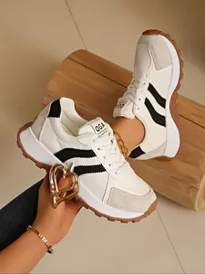 Women's fashion casual lace-up sneakers, Lightweight casual sneakers, simple and versatile thick-soled height-increasing comfortable casual shoes, suitable for everyday casual wear and commuting, a must-have for gifts and back-to-school