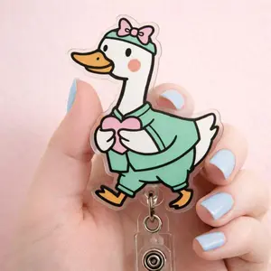 Kawaii Goose Nurse Badge Reel | Acrylic Retractable ID Holder