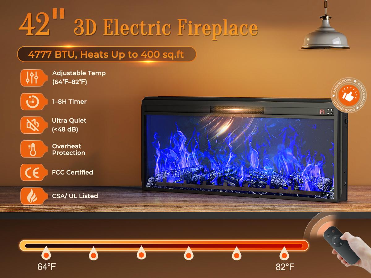 【2 Packages Shipping】PRAISUN 70'' Fireplace TV Stand with 42'' Electric Fireplace, Farmhouse TV Stand for 65 75 Inch TV, Entertainment Center TV Console with 3 Drawers, Fluted Design, for Living Room