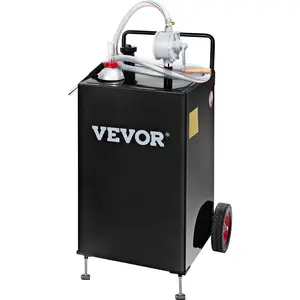 VEVOR 30 Gallon Gas Caddy, Fuel Storage Tank with Wheels, Portable Fuel Caddy with Manuel Transfer Pump, Gasoline Diesel Fuel Container for Cars, Lawn Mowers, ATVs, Boats, More, Black Bottles Hand