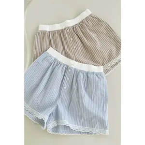 Striped Lace Shorts in Blue