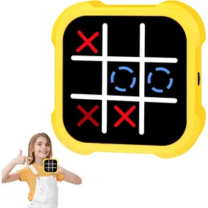 4 in 1 Electronic Tic Tac Toe Game, Handheld Digital Tic Tac Toe Bolt Game with Silent Mode, Portable Educational Toy Gift for Kids & Adults