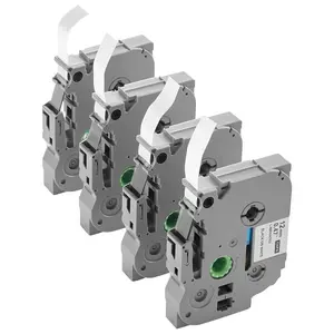 VEVOR Label Maker Tape, 4 Pack, 0.47 in/ 12 mm Black on White Label Maker Refills Compatible for Various Types of Brother P-Touch Labelers, Durable Long-lasting, Replacement for Letra Tag TZe-231