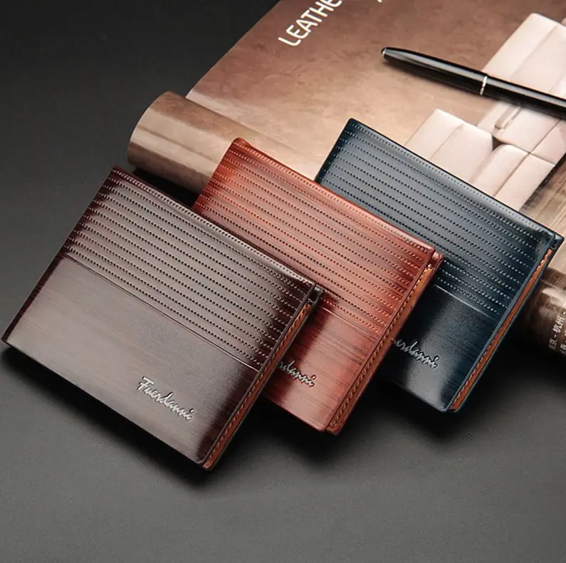 Men's Brown Leather Bifold Wallet - Credit Card Holder, ID Card Slot, Billfold Purse, Clutch for Daily Use, Bifold Shape, Id Slot