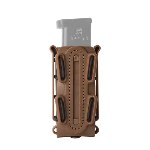 KRYDEX Tactical Magazine Pouch - Tall Soft Shell Tough Nylon Frame Carrier, Flare Sides, Fast Mag Insert, Blind Load, Durable Cords, Quick Drying (0.26lb, h:3.93 inch), for 9mm & .45 Mags, 1.75" Belt (Max 2.35in Belt Width), Tactical Equipment