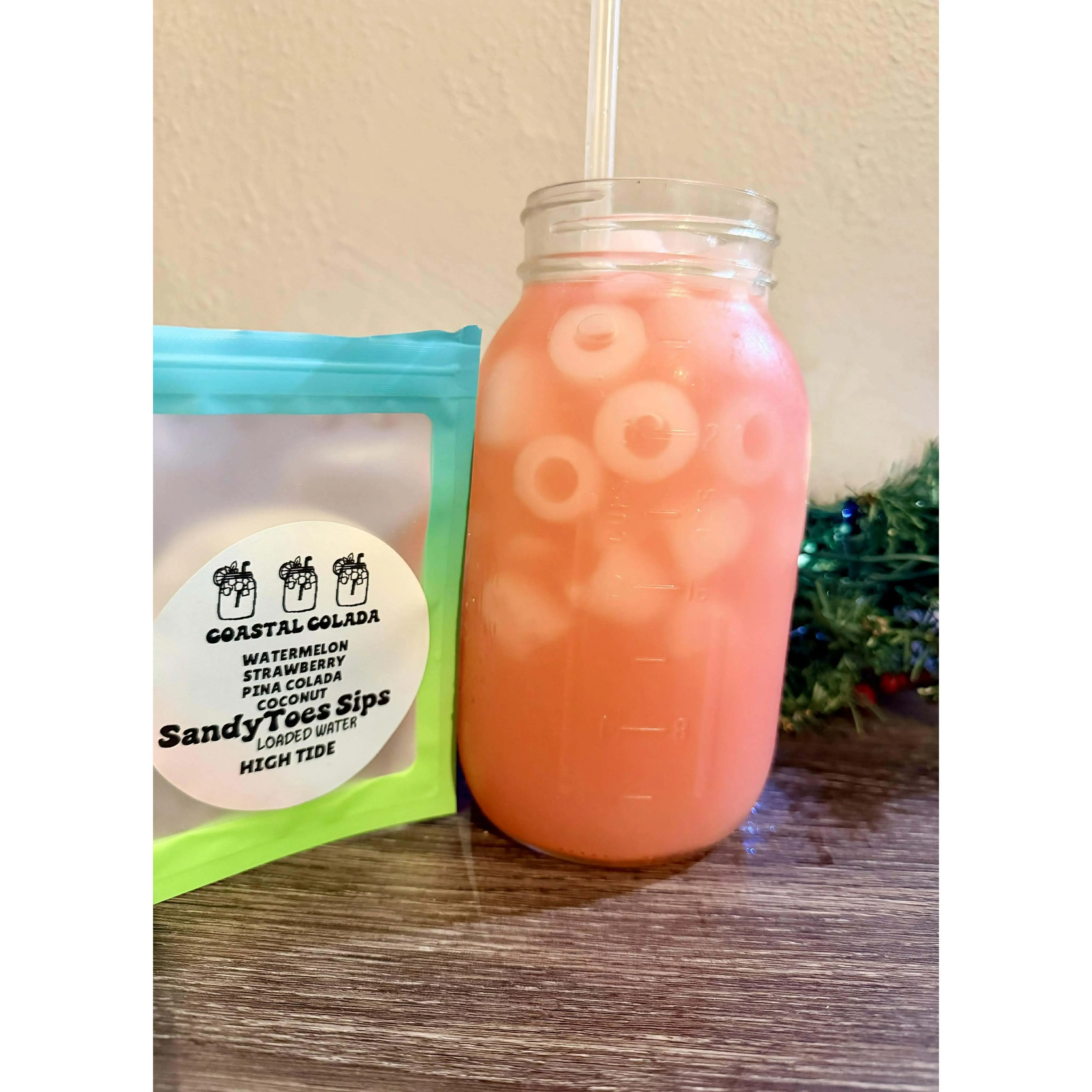 SandyToes Sips Coastal Colada Loaded Teas & Hydration Powder - Tropical Beach Day Refreshing Blend with Adjustable Caffeine Levels to Enhance H20 Enjoyment
