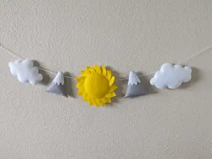 Handmade sun, mountain and cloud garland - Nursery and Children's room decor