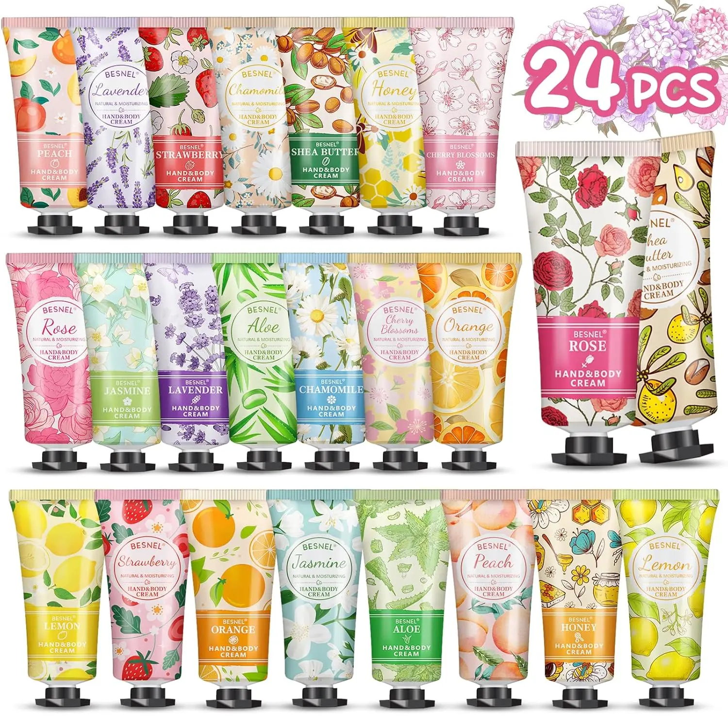 24 Pack Hand Cream Gift Set For Women,Mini Hand Lotion Travel Size for Hand | Moisturizing Hand Cream for Dry Cracked Hands, Teacher Appreciation, Graduation Birthday Gift,Bridesmaid Gift, Party Favors
