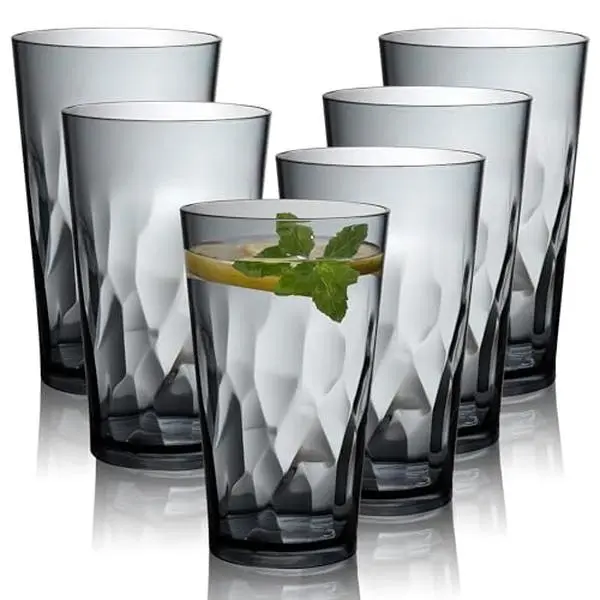 Unbreakable Plastic Drinking Glasses, Set of 6, Shatterproof Drinking Cups, Plastic  glass cup,16 oz plastic Tumbler Cups,Dishwasher Safe (Grey) - TikTok Shop