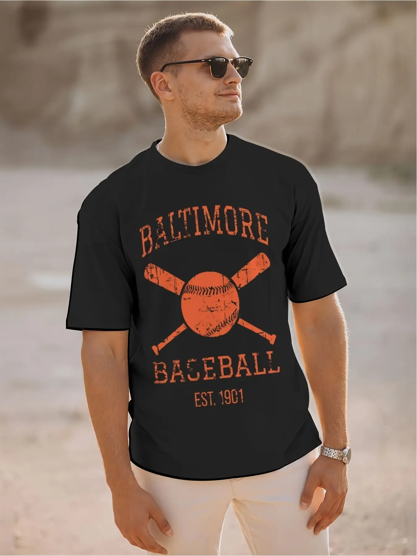 Mens Baltimore Baseball Graphic T Shirt Black Shor unisex soft cotton short sleeve t shirt, vintage graphic casual tee for men women teens, perfect birthday holiday gift for camping travel gym daily street  wear