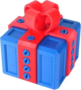 Prank Screw Box, Really Annoying Gift Box 3D, 3D Printed Annoying Gift Box with Screws, 3D Printing Decorative Ornaments (Blue Box with Red)