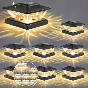 APZZLOXH Outdoor Solar Lamp-8 Pieces Installed-12 Pieces Installed 2 Models Solar Fence Lamp, Suitable For 4x44.5 X4.55x5 Wood Vinyl Column, Solar Deck Lamp Suitable For Front Porch Terrace Decoration, Warm White And Cool White Ite