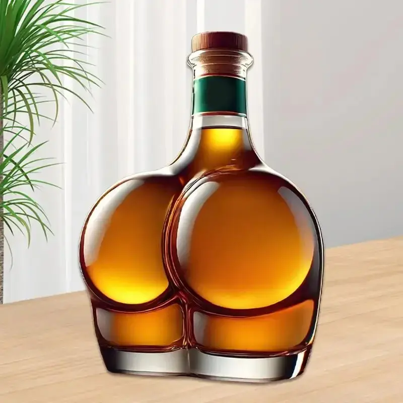 Sturdy Stylish 1-Piece Whiskey Glass Bottle Sculpture - Bar Utensils Beverage Container - Home Decorative Liquor Holder