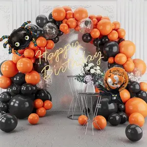 Halloween Balloon Arch Kit, 1 Set Scary Ghost & Bat Pattern Balloon & Mixed Color Balloon, Latex Balloon for Indoor and Outdoor Party Decorations