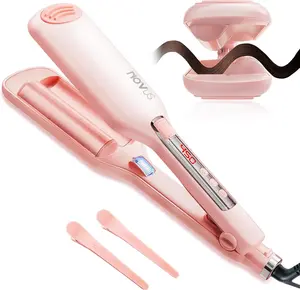Anti Scald Hair Crimper,2 Barrel lonic Wavy Hair Curler for Women,1.1in 28MMRapid Heating Curling Wand, Hair Waver,Crimper Hair lron for Wide Deep
