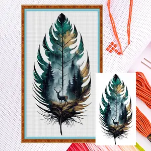 Full Embroidery cotton Thread 11CT Counted Feather Cross Stitch 40x70cm