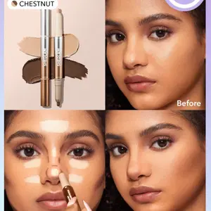 SHEGLAM Fine Line 2-In-1 Nose Contour & Highlight Pen Bronzer Stick Makeup Dual-Use