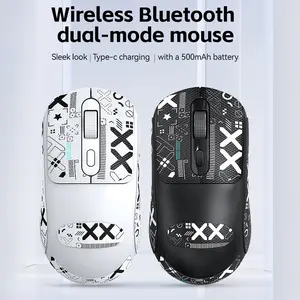 Graffiti Style T-Wolf X8 Mouse Wireless, 2.4g+Bluetooth-compatible 5.0 Dual Mode, 4 Adjustable Dpi, Type-C Rechargeable, Silent Mouse with Anti-Slip Sticker