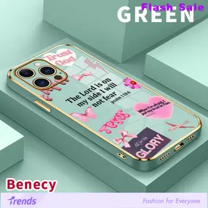 Electroplated Phone Case for iPhone 17 15 Pro Max Air 16 14 Plus 13 12 11 Faith Over Fear Psalm Christian Aesthetic Soft TPU Silicone Dirt-proof Easy to Clean Soft Cover Gift