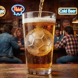 Cool Soccer Ice Mold (4-Pack) – Must-Have Barware for Football Fans & Gameday Parties – Silicone Soccer Ball Ice Cube Maker with Funnel – Perfect for Cocktails & Mocktails - Easy Release & Food Safe - Trendy Sports Gift for Men