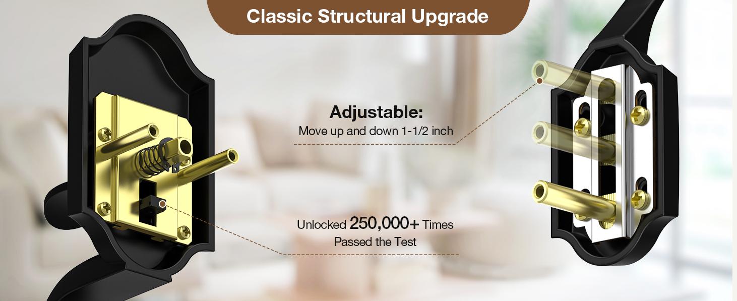 Brightify Antique Brass Front Door Handle No Lock, Classic Exterior Door Handle, Entry Door Handle Reversible for Left & Right Hand Doors